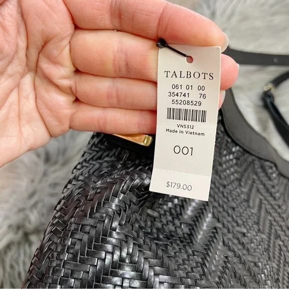 New Talbots Woven Convertible Shoulder Crossbody Bag in Black - Picture 3 of 9